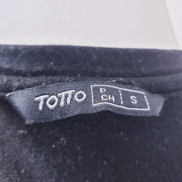 Totto Black Blouse Sequin Embroidered Sleeve Small - Picture 6 of 7